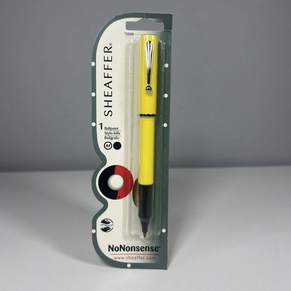 NEW NOS Vintage Sheaffer Yellow No Nonsense Medium Ball Point Pen Black Ink